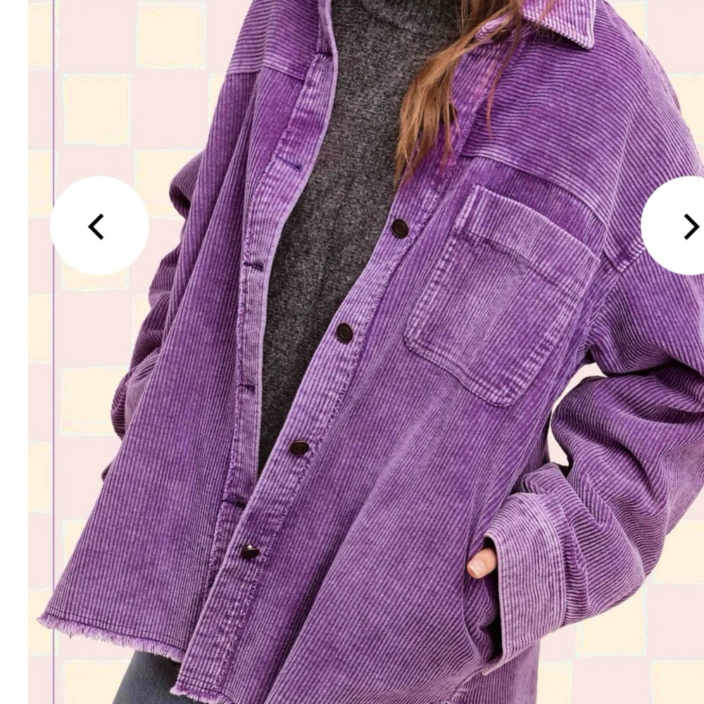 NWT Purple Corduroy Oversized Button-Up Shacket